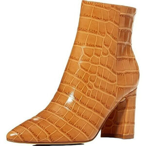 Marc Fisher LTD Womens Daith Leather Embossed Dress Boots Tan Size 5.5 M NWT